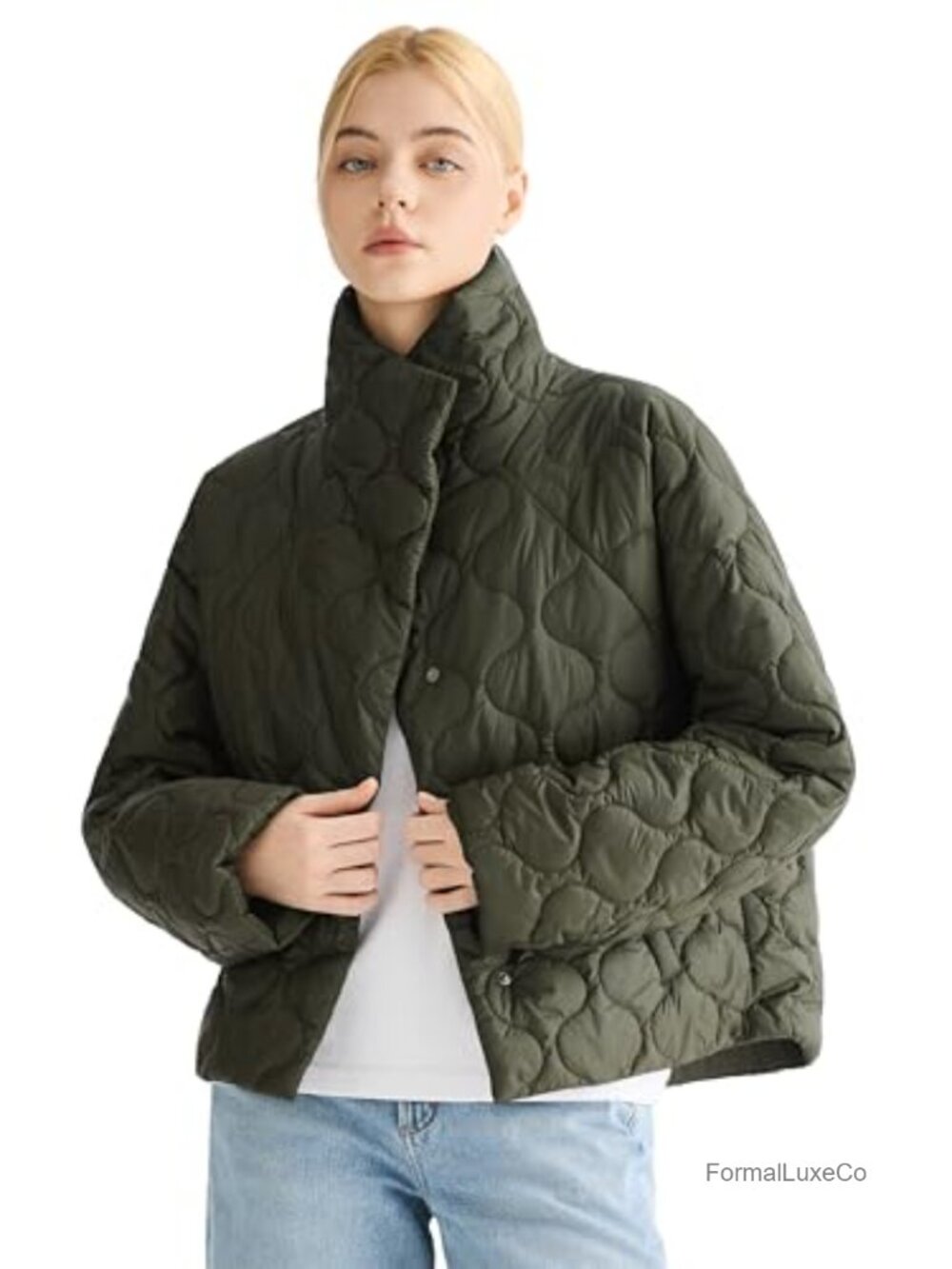 Oversized Cropped Quilted Lightweight Puffer Jacket Water-Repellent